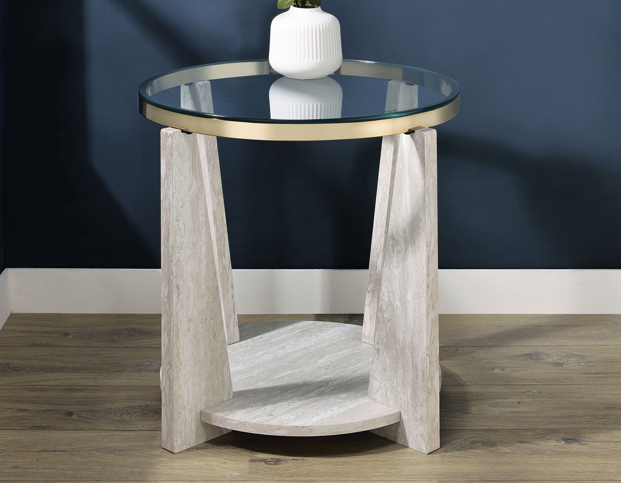 Wanda Round Glass Top End Table from Steve Silver - Luna Furniture