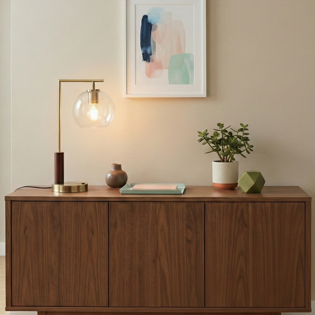 Wander Right Angle Glass Table Lamp - Bronze from Ashcroft Furniture - Luna Furniture
