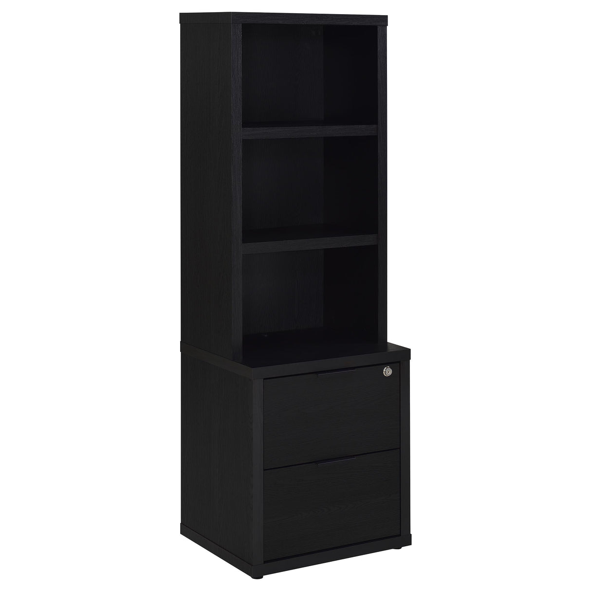 Westpark Black 3-Shelf Bookcase with Lockable Drawer and USB Ports from Coaster - Luna Furniture