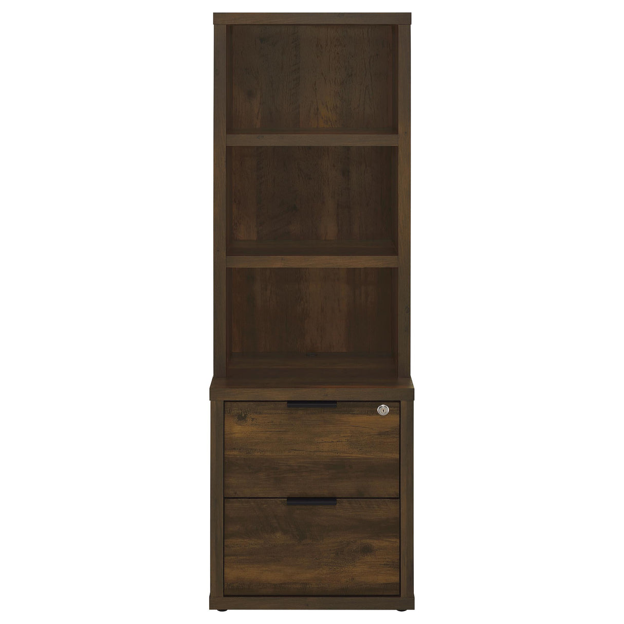 Westpark Dark Pine 3-Shelf Bookcase with Lockable Drawer and USB Ports from Coaster - Luna Furniture