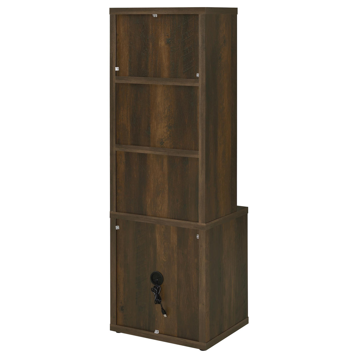 Westpark Dark Pine 3-Shelf Bookcase with Lockable Drawer and USB Ports from Coaster - Luna Furniture