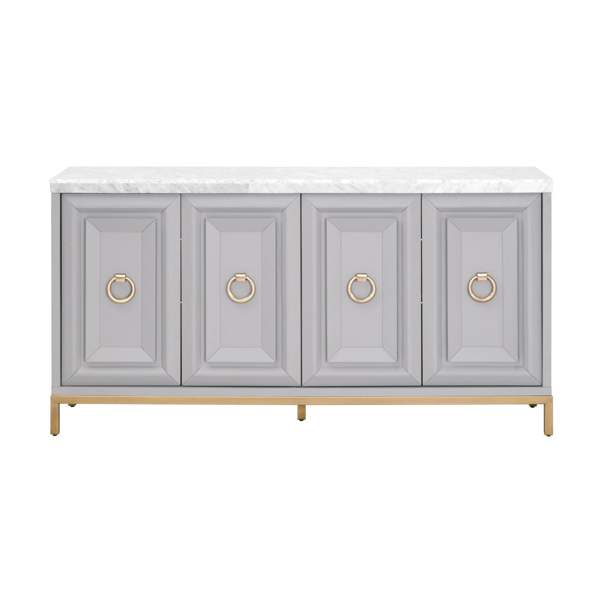 Azure Carrera Media Sideboard in White Carrera Marble, Dove Gray, Brushed Gold from Essentials For Living - Luna Furniture