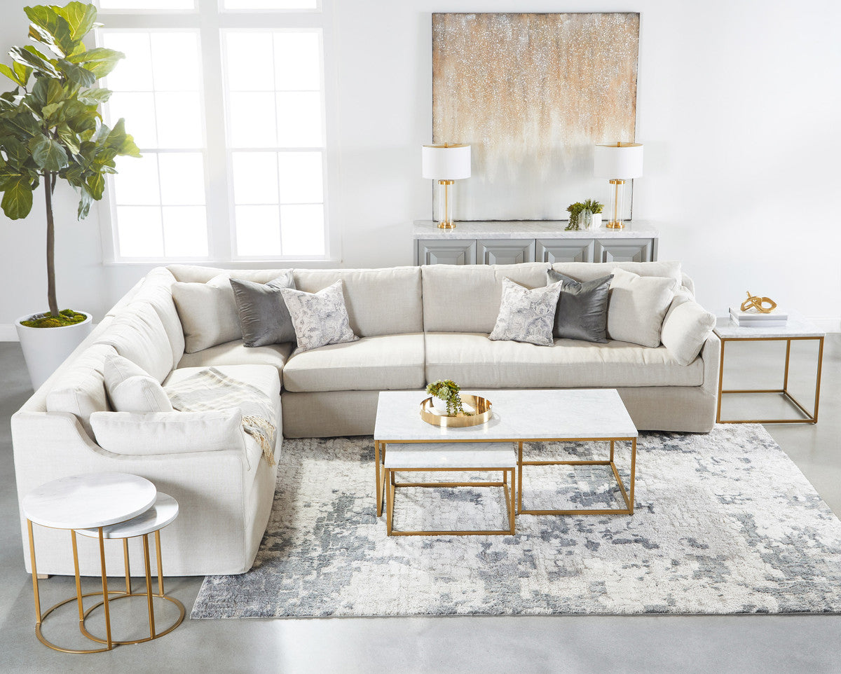 Carrera Nesting Coffee Table in White Carrera Marble, Brushed Gold from Essentials For Living - Luna Furniture