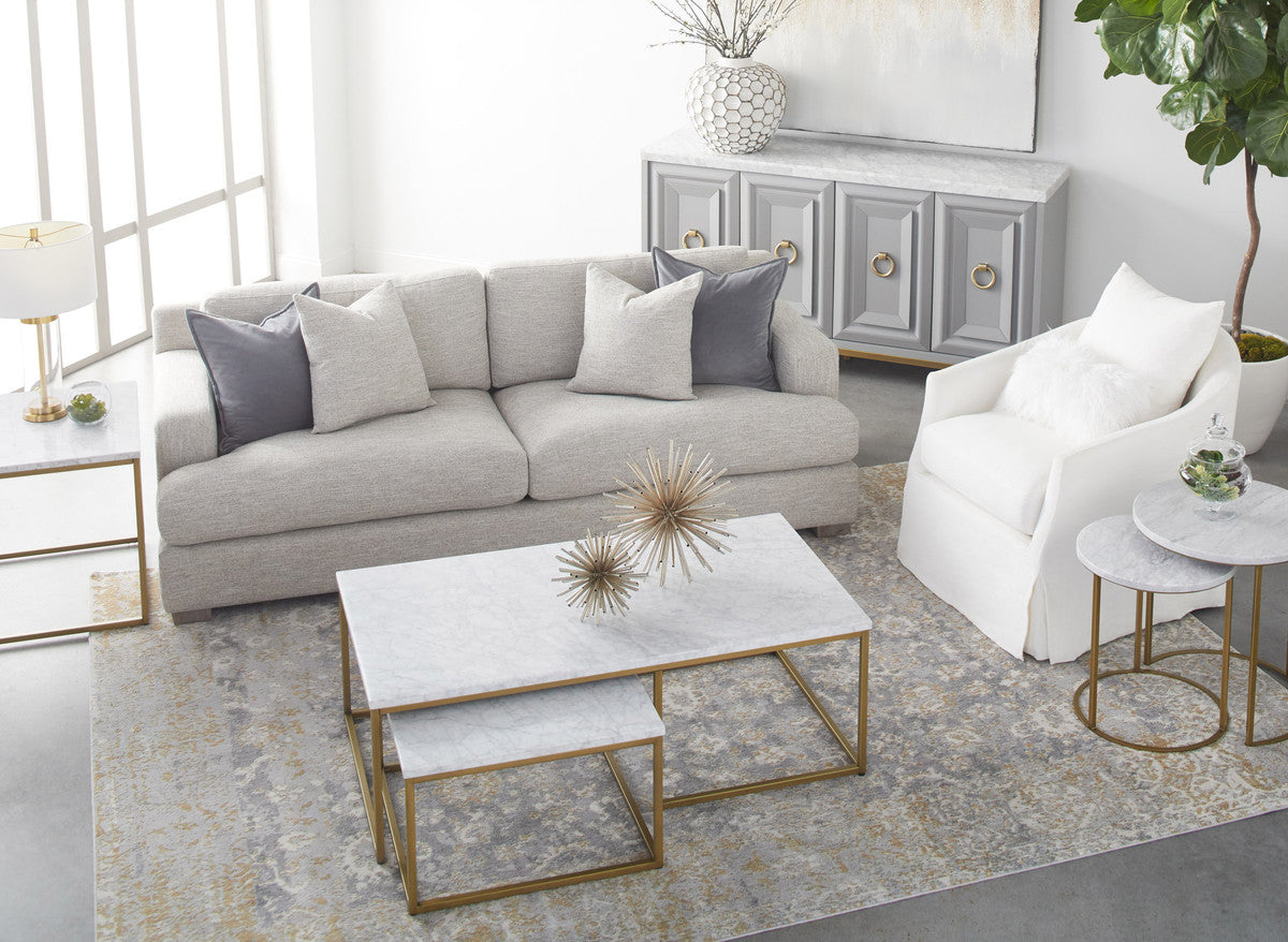 Carrera Nesting Coffee Table in White Carrera Marble, Brushed Gold from Essentials For Living - Luna Furniture