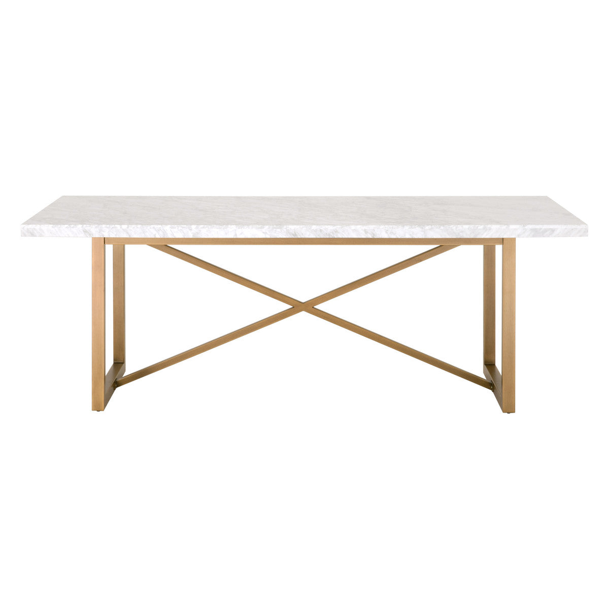 Carrera Dining Table in White Carrera Marble, Brushed Gold from Essentials For Living - Luna Furniture