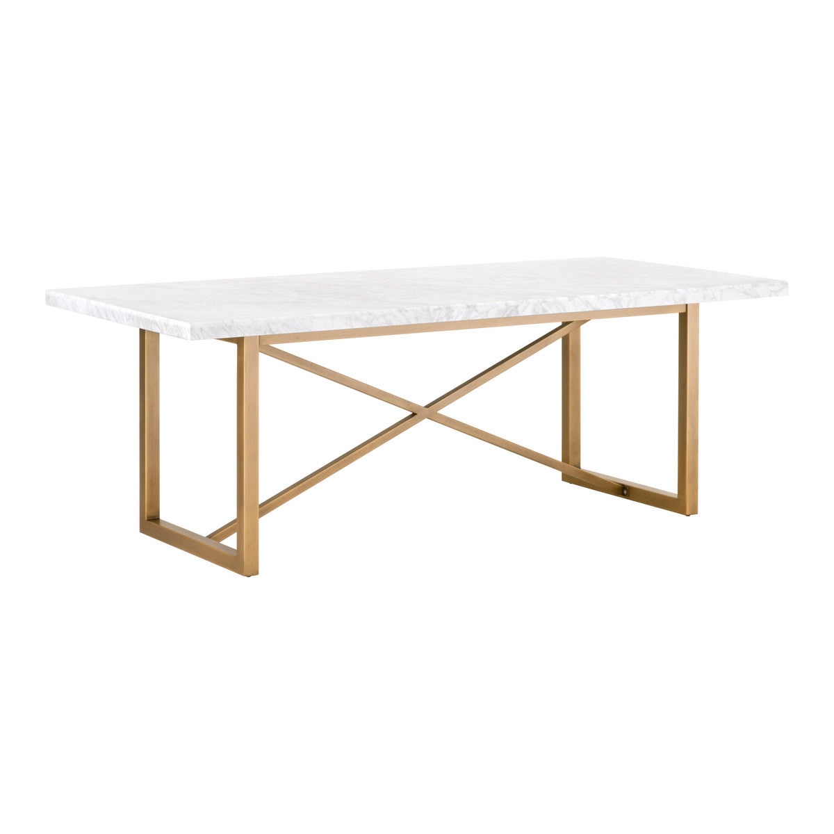 Carrera Dining Table in White Carrera Marble, Brushed Gold from Essentials For Living - Luna Furniture