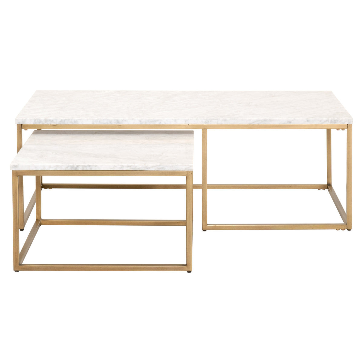 Carrera Nesting Coffee Table in White Carrera Marble, Brushed Gold from Essentials For Living - Luna Furniture