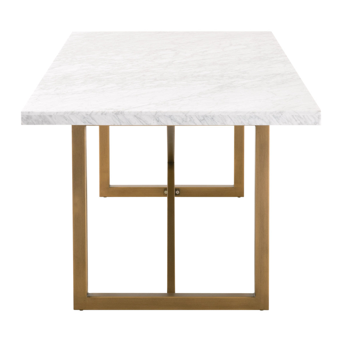 Carrera Dining Table in White Carrera Marble, Brushed Gold from Essentials For Living - Luna Furniture