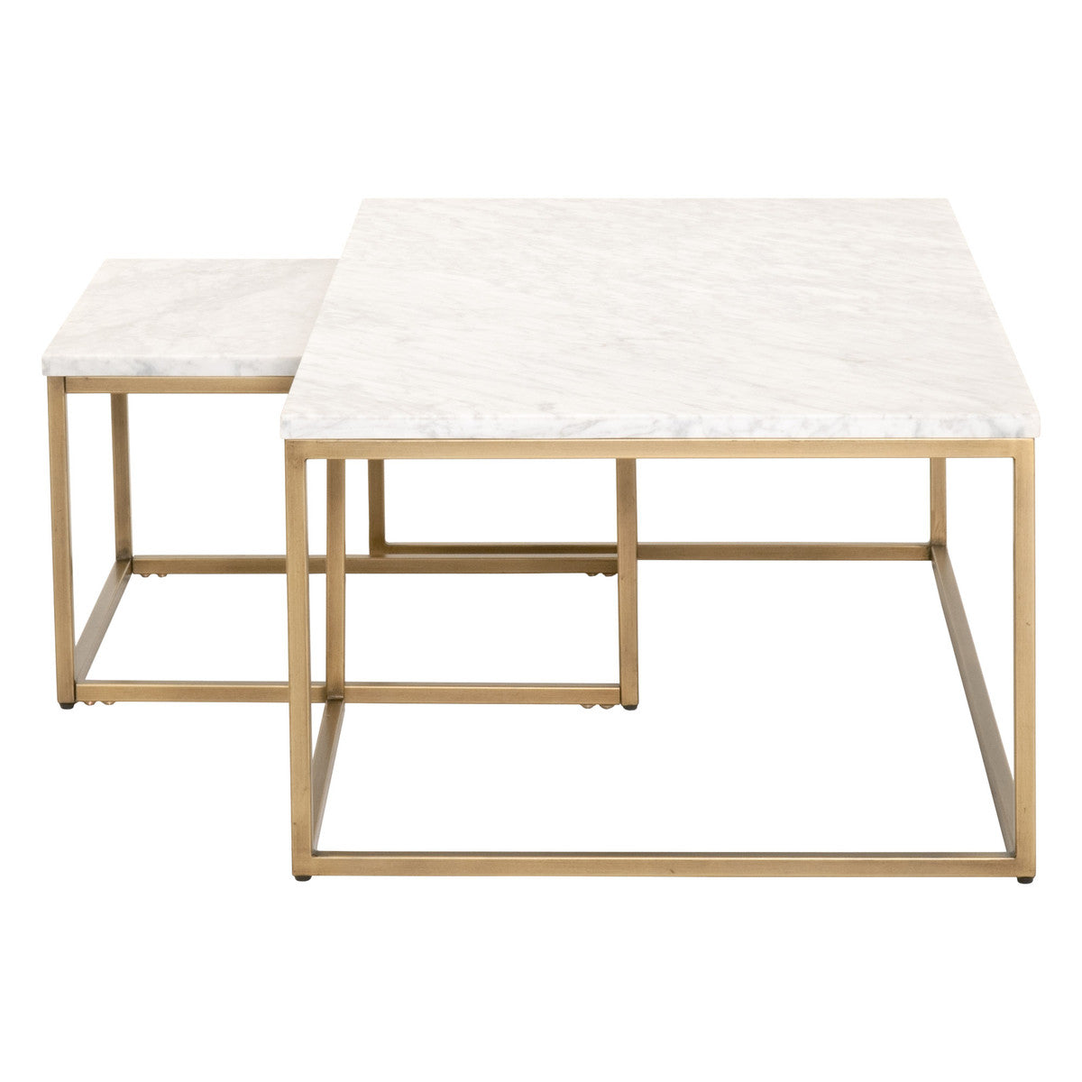 Carrera Nesting Coffee Table in White Carrera Marble, Brushed Gold from Essentials For Living - Luna Furniture