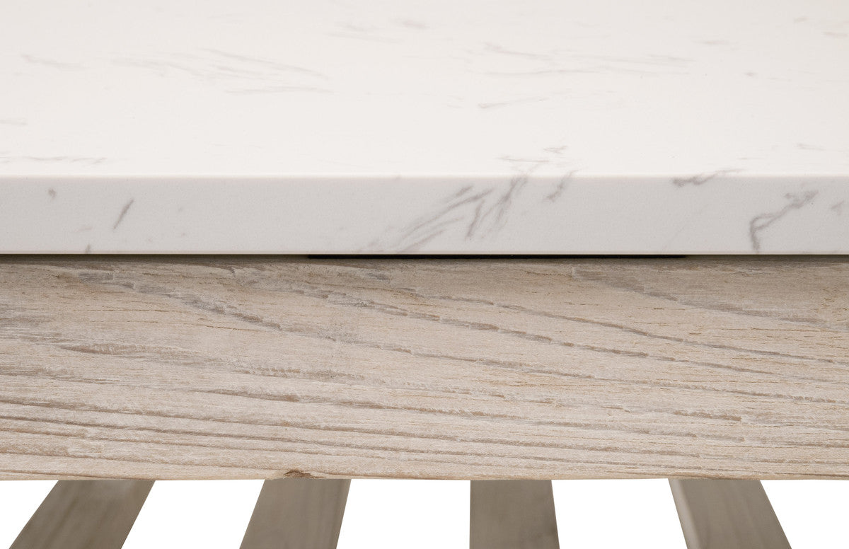 Spruce Square Coffee Table in White Wash Pine, White Quartz from Essentials For Living - Luna Furniture