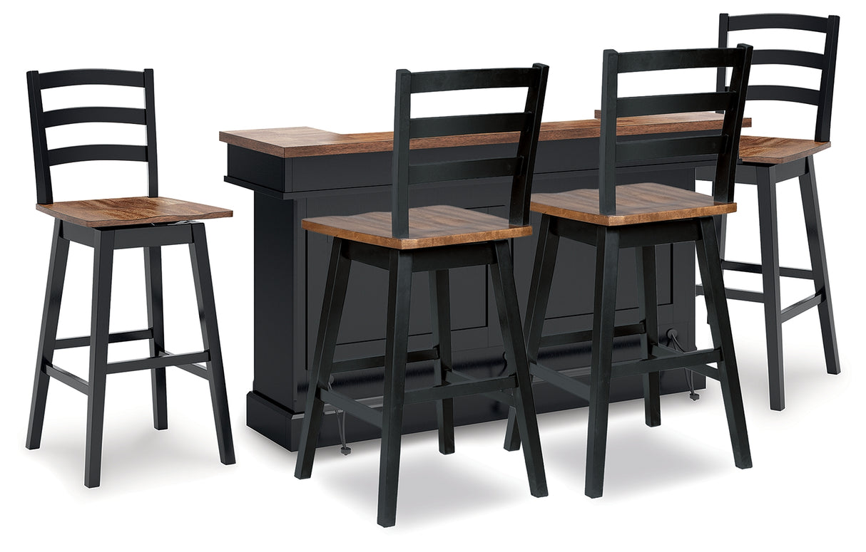 Wildenauer Brown/Black Bar Table and 4 Barstools from Ashley - Luna Furniture