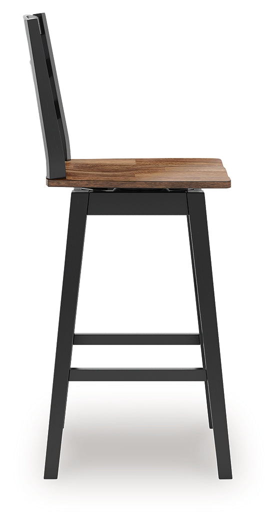 Wildenauer Brown/Black Bar Table and 4 Barstools from Ashley - Luna Furniture
