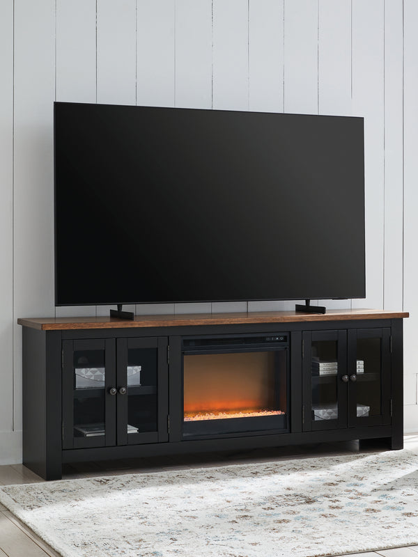 Wildenauer Brown/Black 76" TV Stand with Electric Fireplace