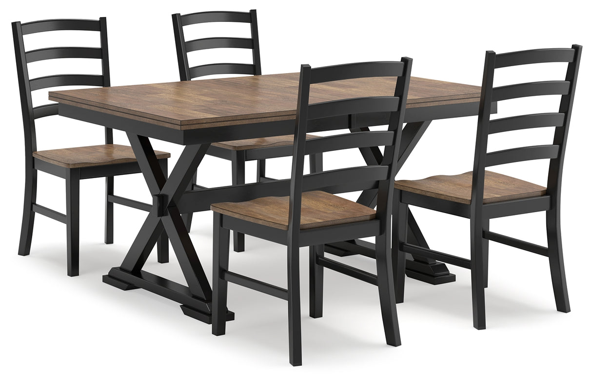 Wildenauer Dining Table and 4 Chairs in Brown/Black from Ashley - Luna Furniture