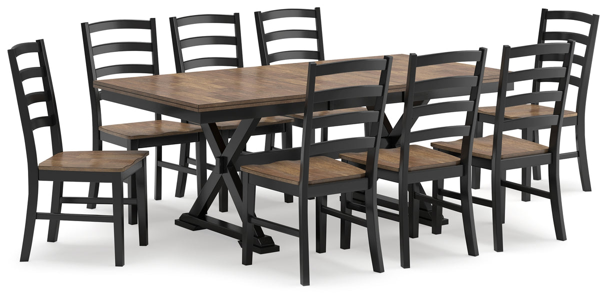 Wildenauer Dining Table and 8 Chairs in Brown/Black from Ashley - Luna Furniture