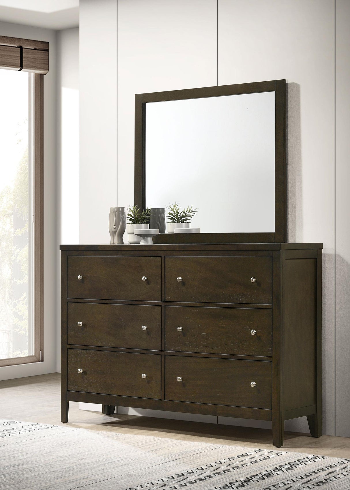 Wilkes 6-drawer Dresser and Mirror Dark Cocoa from Coaster - Luna Furniture