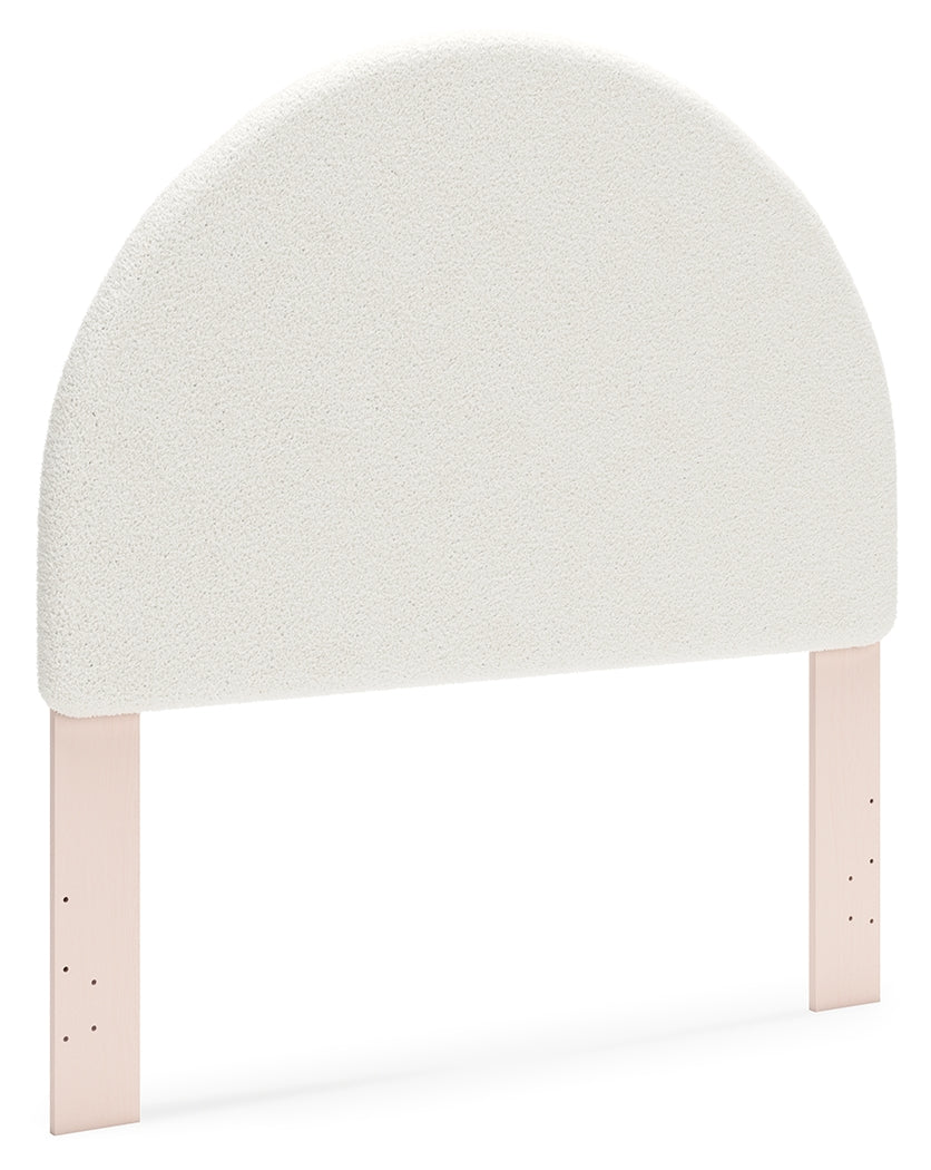 Wistenpine Full Upholstered Panel Headboard with Dresser and 2 Nightstands in Blush from Ashley - Luna Furniture