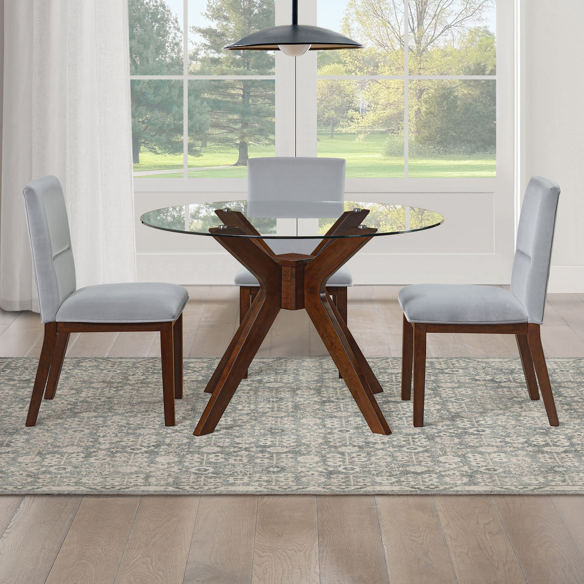 Zen 5-Piece Dining Set with Gray Velvet Side Chairs from Steve Silver - Luna Furniture