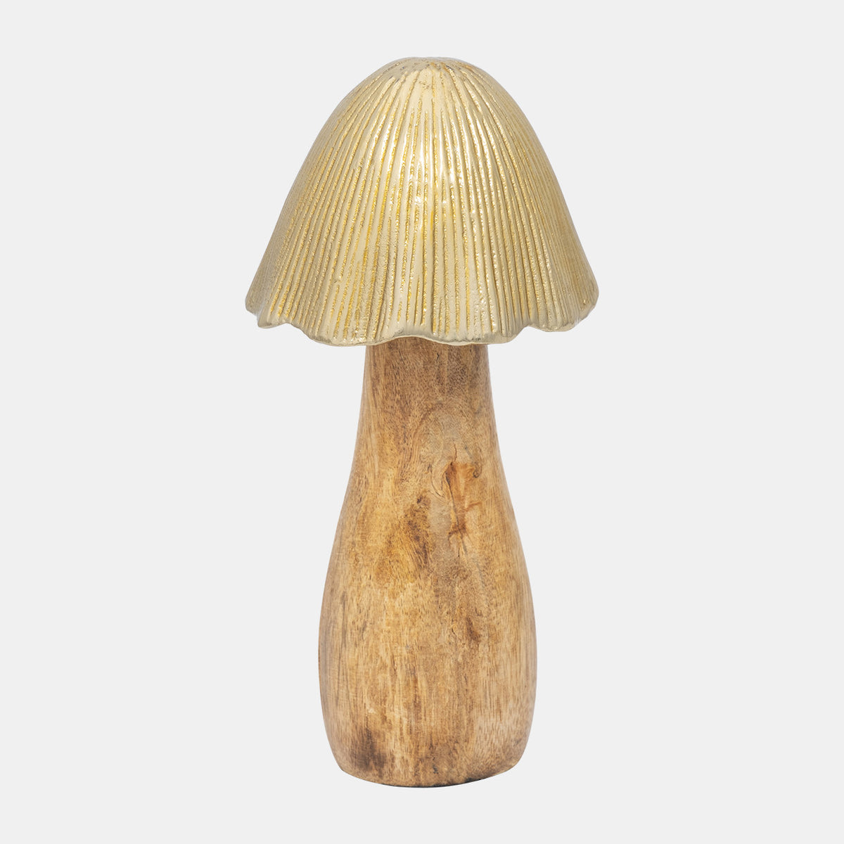 Wood, 8" Mushroom With Metal Top, Gold Luna Furniture