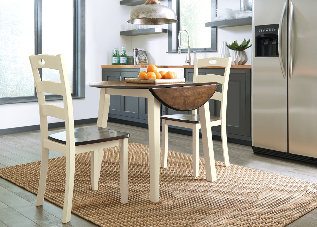 Woodanville Cream/Brown Dining Table and 2 Chairs from Ashley Furniture - Luna Furniture