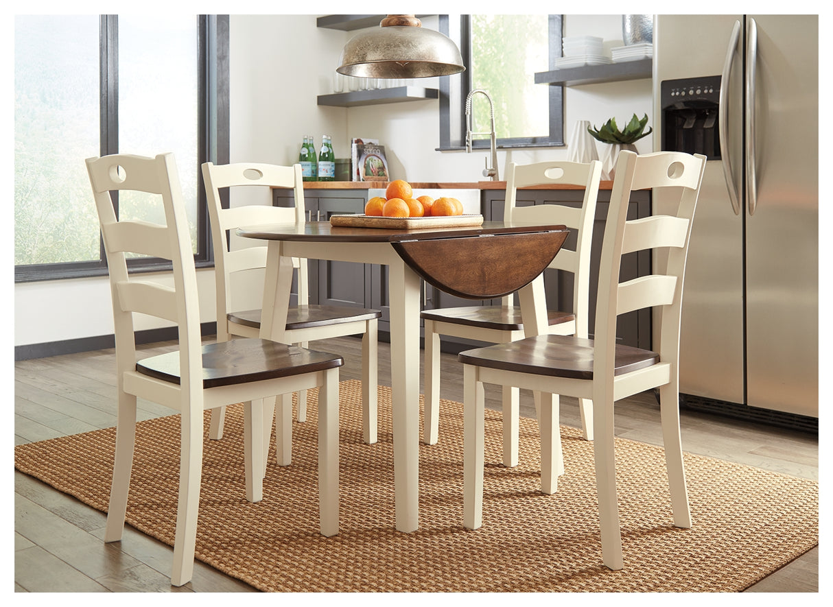 Woodanville Cream/Brown Dining Table with 4 Chairs from Ashley Furniture - Luna Furniture