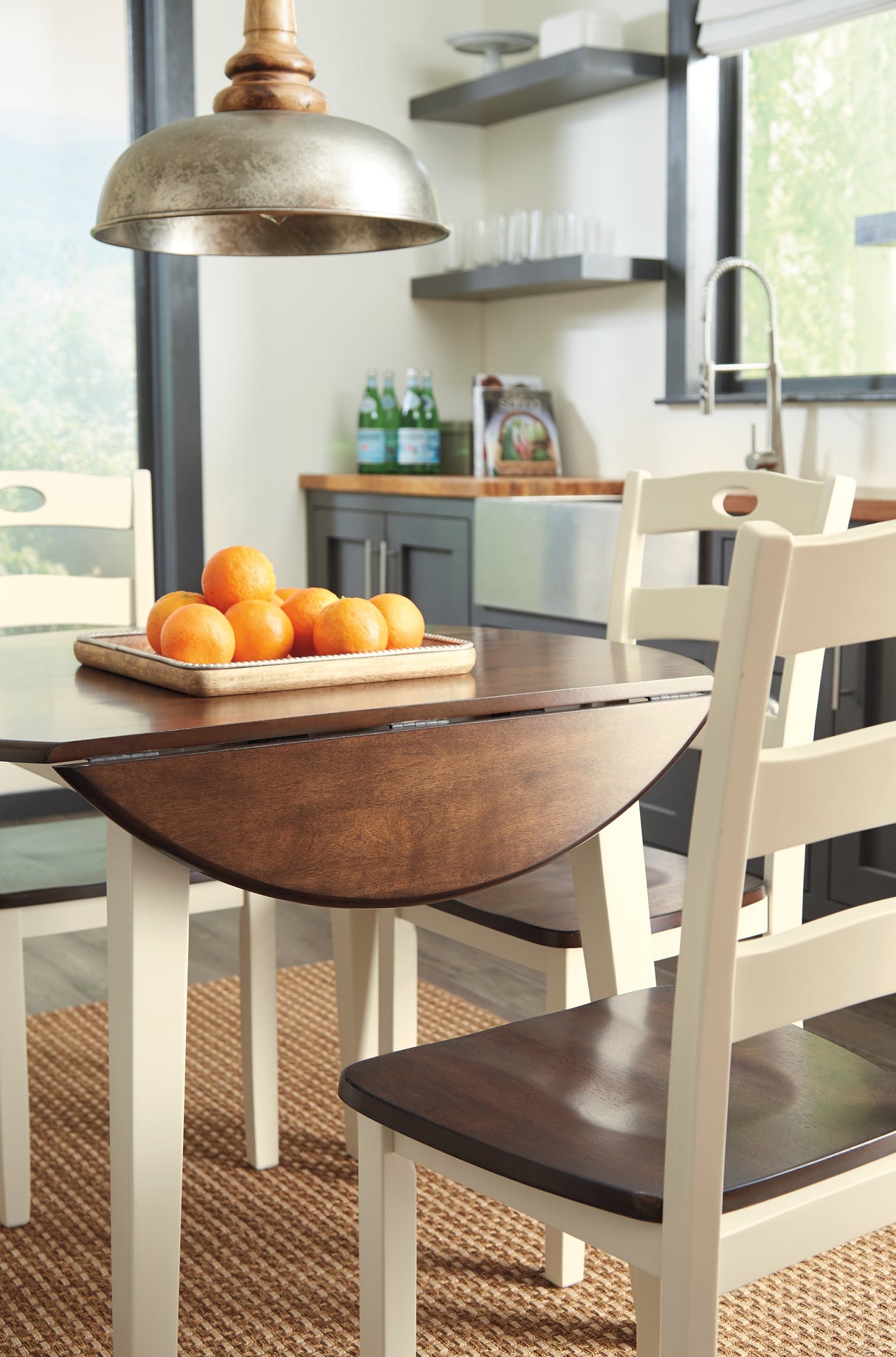 Woodanville Cream/Brown Dining Table with 4 Chairs from Ashley Furniture - Luna Furniture