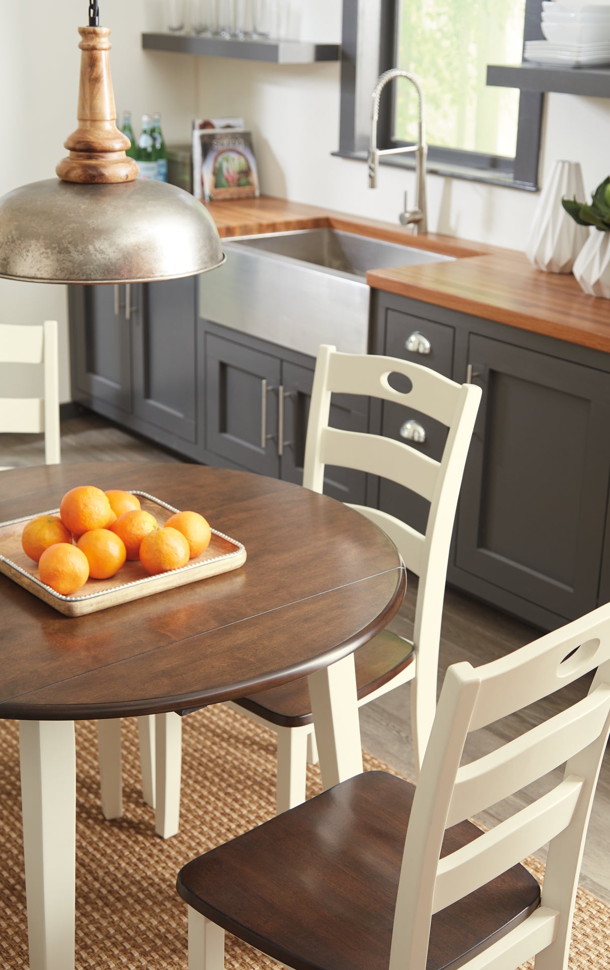 Woodanville Cream/Brown Dining Table with 4 Chairs from Ashley Furniture - Luna Furniture
