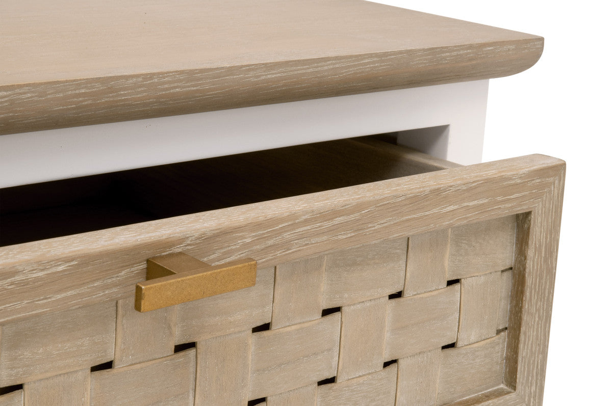 Weave 1-Drawer Side Table in Smoke Gray Oak, White Painted Oak from Essentials For Living - Luna Furniture