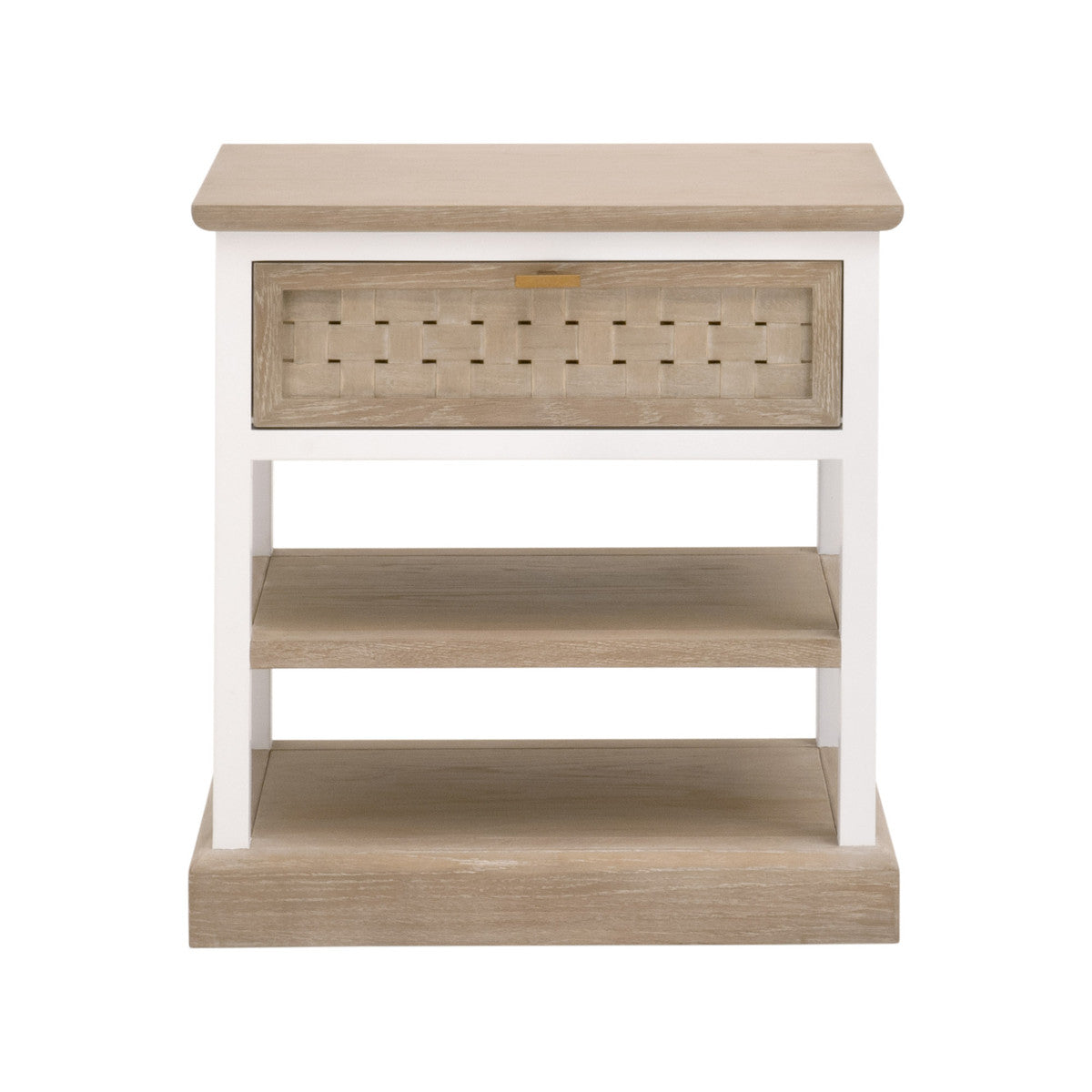 Weave 1-Drawer Side Table in Smoke Gray Oak, White Painted Oak from Essentials For Living - Luna Furniture