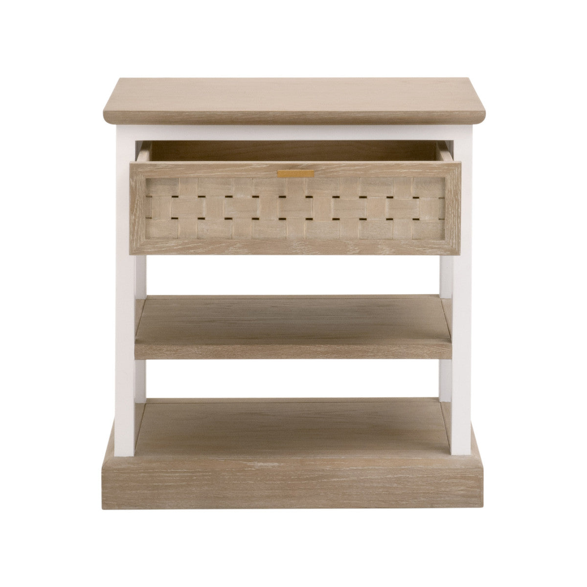 Weave 1-Drawer Side Table in Smoke Gray Oak, White Painted Oak from Essentials For Living - Luna Furniture