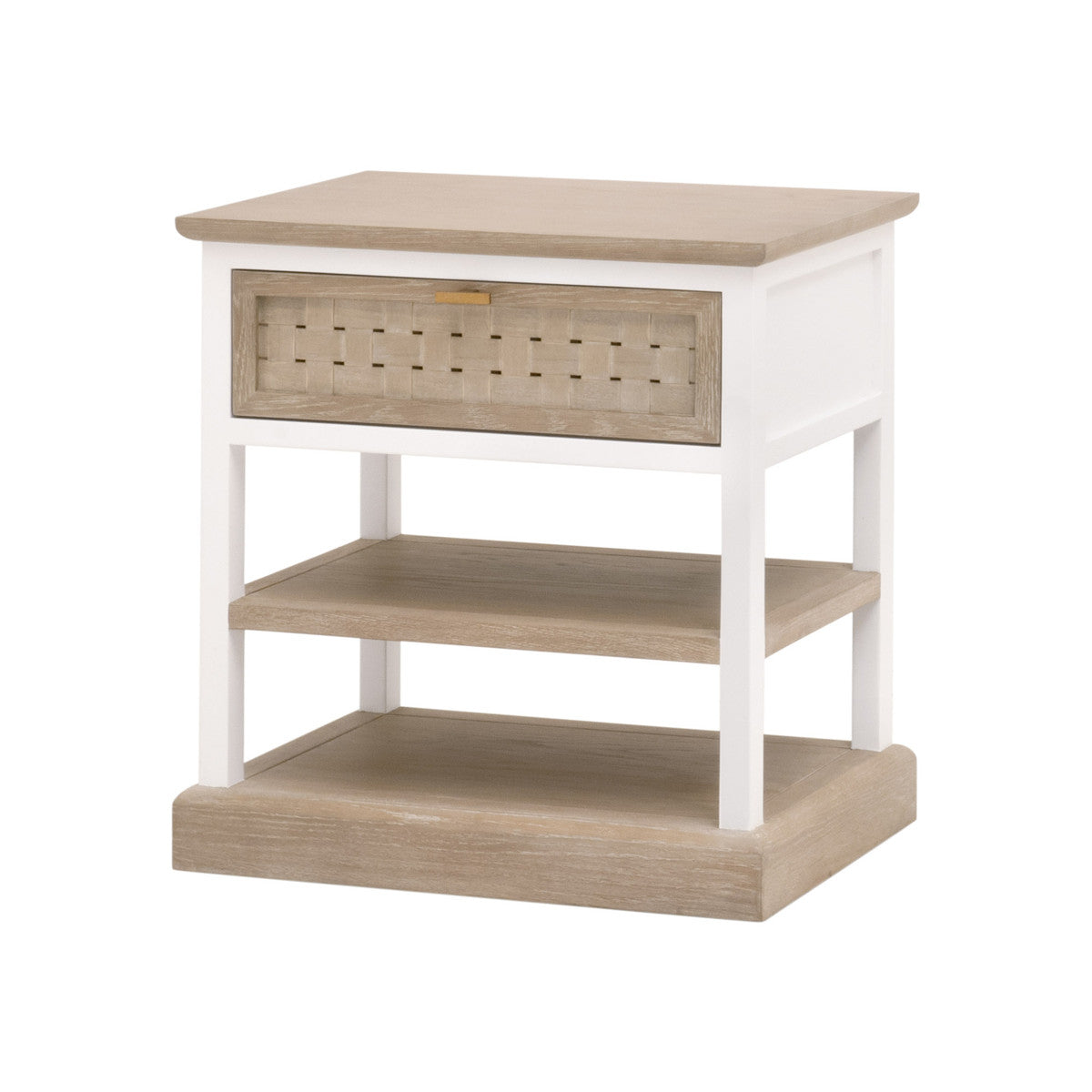 Weave 1-Drawer Side Table in Smoke Gray Oak, White Painted Oak from Essentials For Living - Luna Furniture