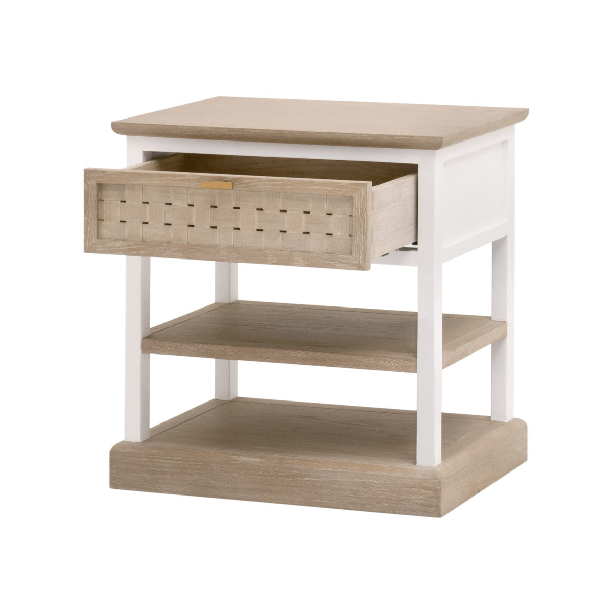 Weave 1-Drawer Side Table in Smoke Gray Oak, White Painted Oak from Essentials For Living - Luna Furniture