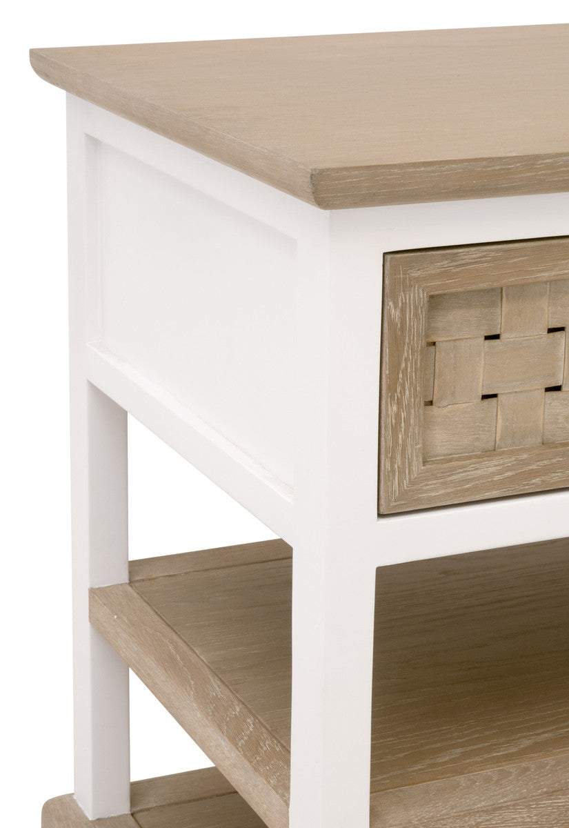 Weave 1-Drawer Side Table in Smoke Gray Oak, White Painted Oak from Essentials For Living - Luna Furniture