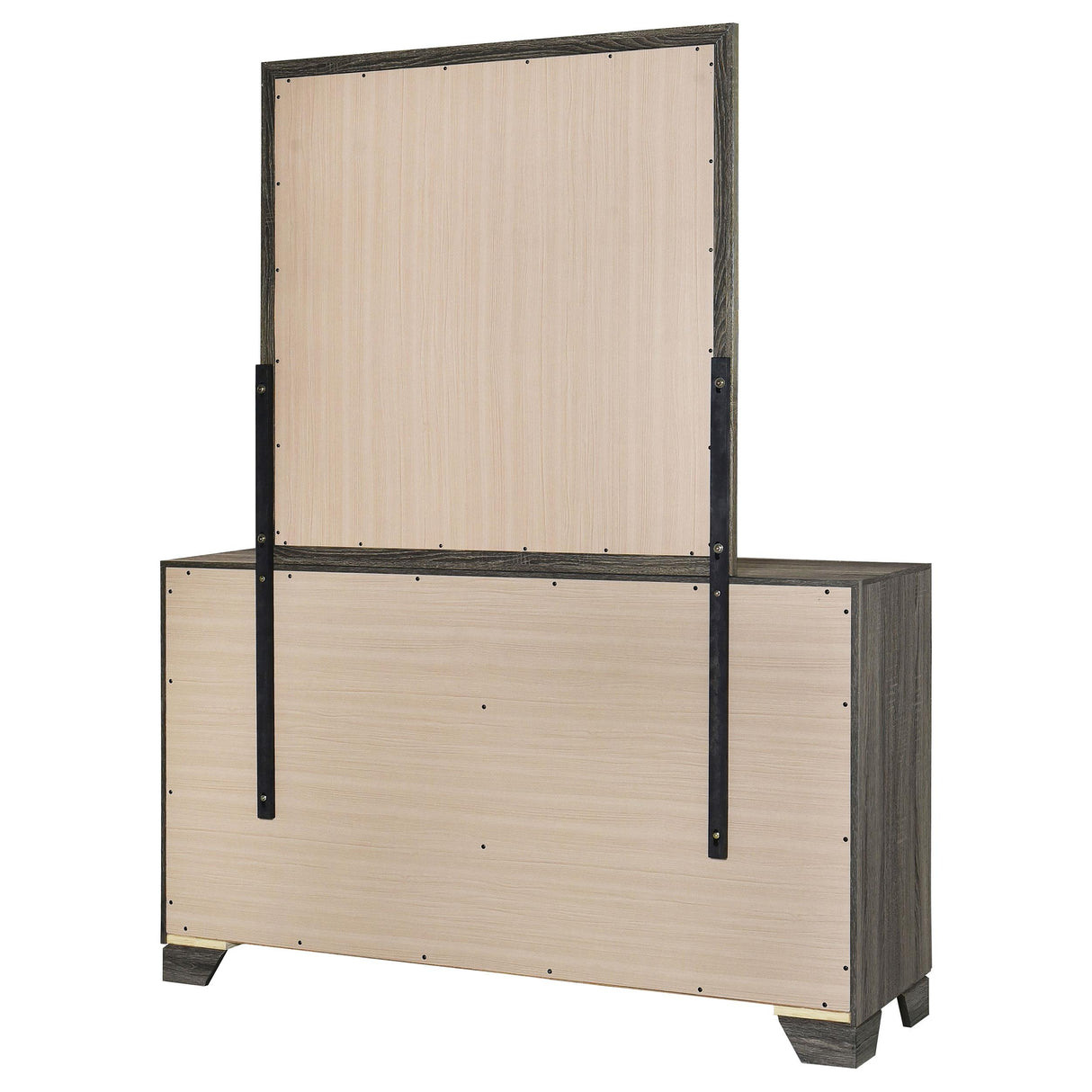 Wright Brown Oak 6-Drawer Dresser and Mirror from Coaster - Luna Furniture