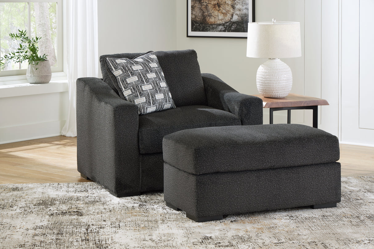 Wryenlynn Sofa, Loveseat, Chair and Ottoman in Onyx from Ashley - Luna Furniture