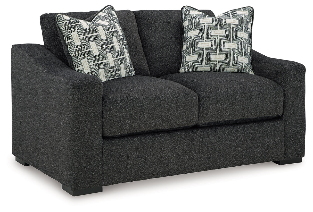 Wryenlynn Sofa, Loveseat, Chair and Ottoman in Onyx from Ashley - Luna Furniture