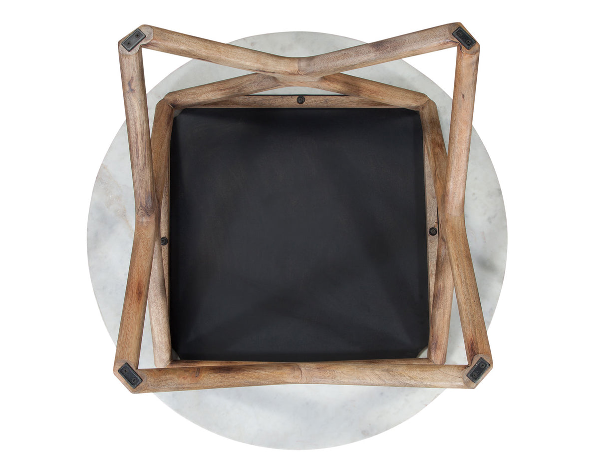 Wyman Banswara 20″ Round White Marble Top End Table from Steve Silver - Luna Furniture