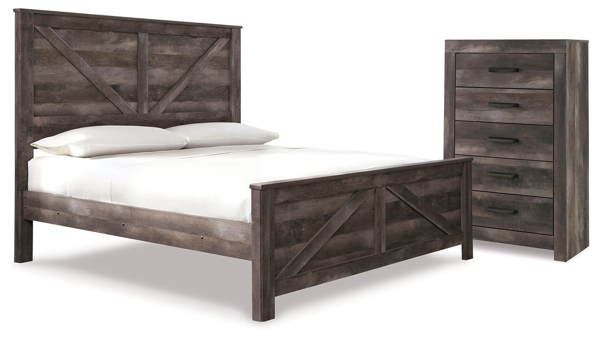 Wynnlow Gray King Crossbuck Panel Bed and Chest from Ashley - Luna Furniture