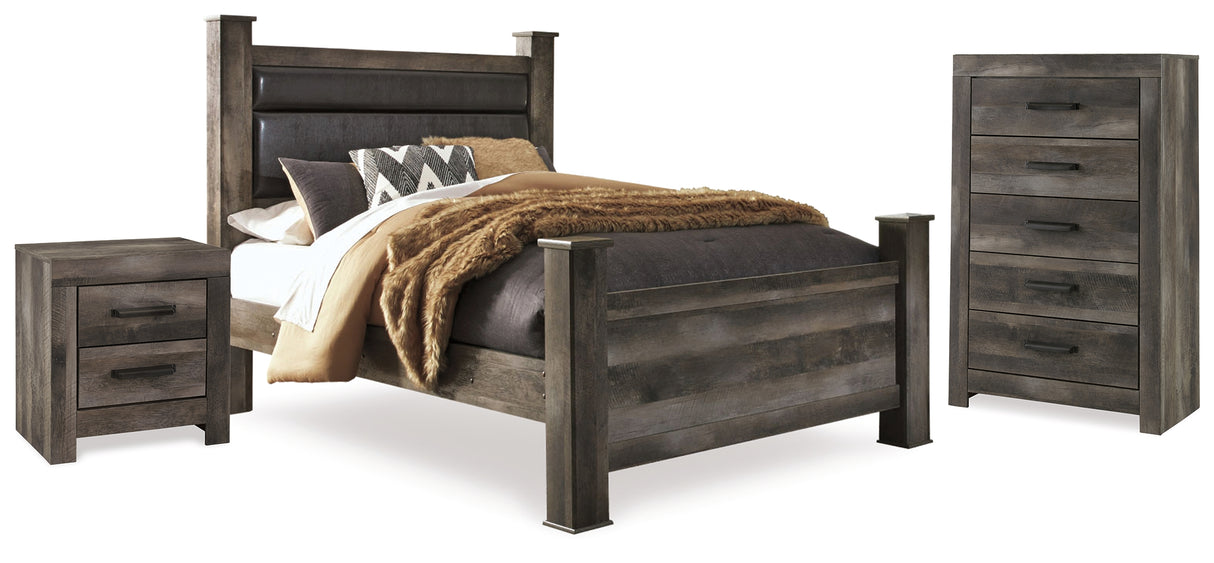 Wynnlow Gray Queen Poster Bed, Chest and 2 Nightstands from Ashley - Luna Furniture