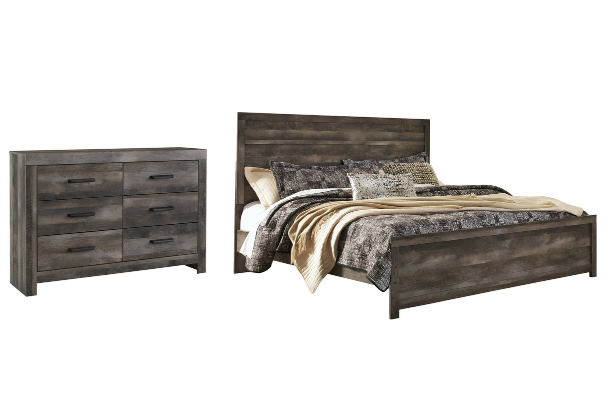Wynnlow King Panel Bed with Dresser in Gray from Ashley - Luna Furniture