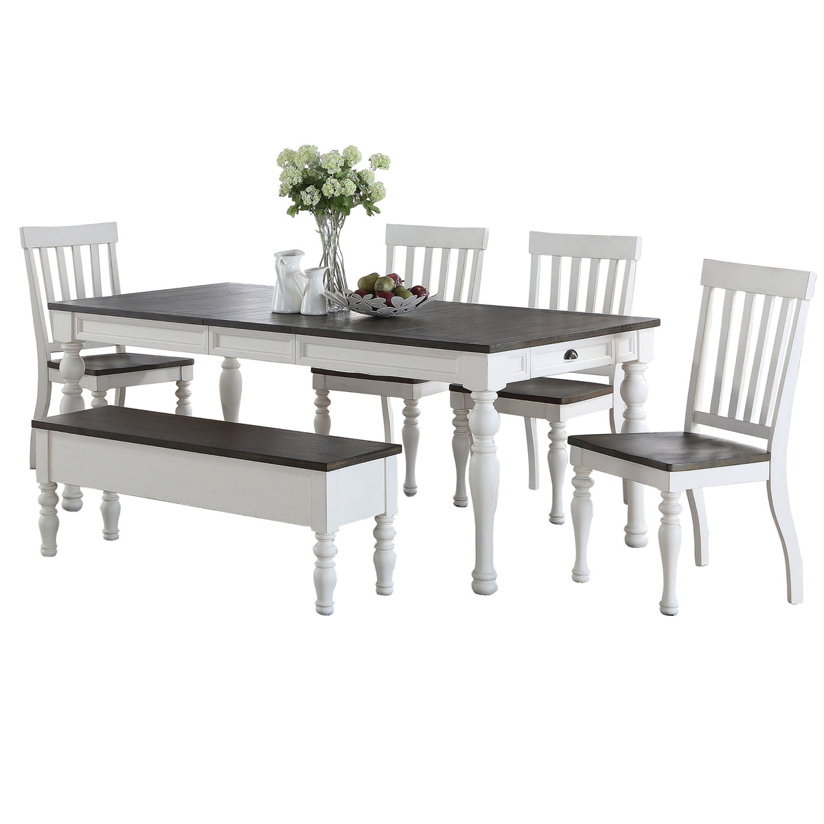 Joanna 6 Piece Dining(Table, Bench & 4 Side Chairs) from Steve Silver - Luna Furniture