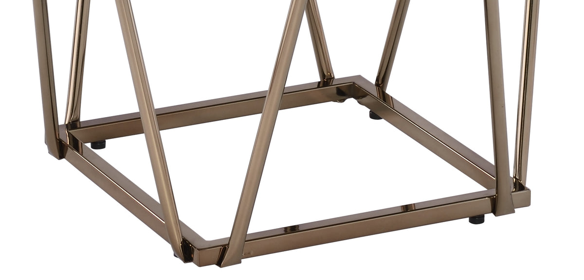 Rowyn Copper Metal Base Faux Marble Top End Table from Steve Silver - Luna Furniture