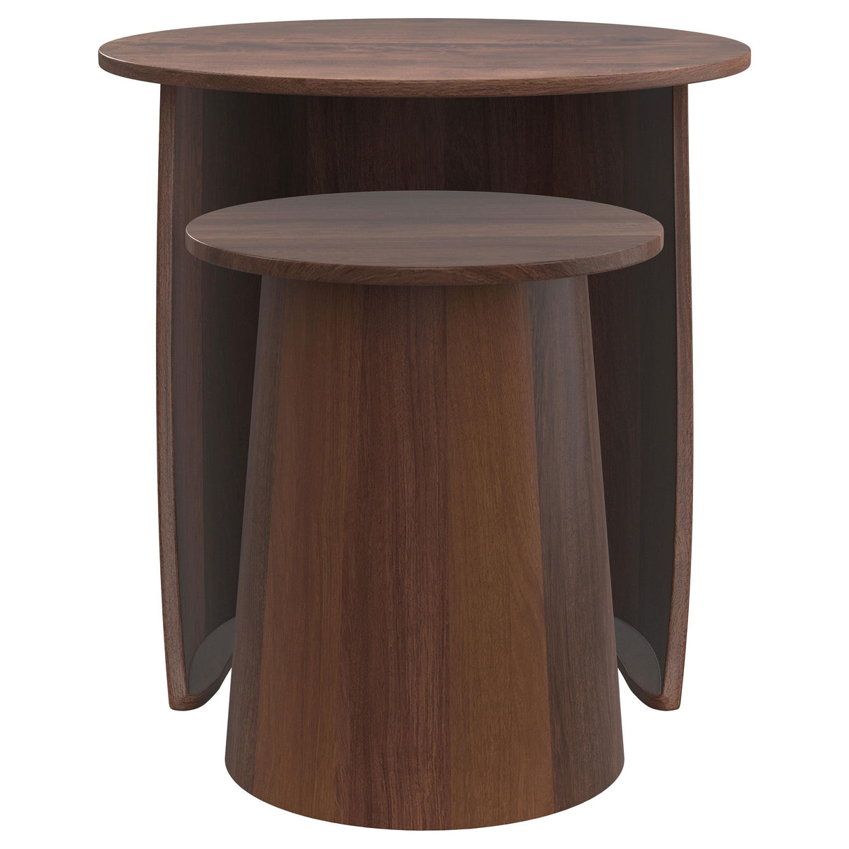 Yency Mango Brown 2-Piece Solid Wood Round Nesting Table from Coaster - Luna Furniture