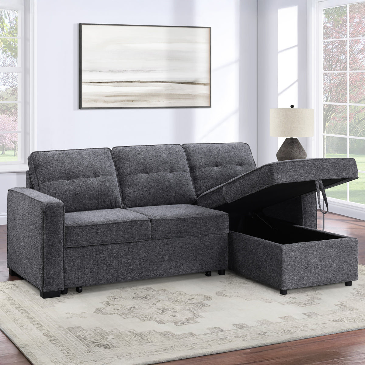 Noah Gray Flippable Convertible Storage Sleeper Chofa from Steve Silver - Luna Furniture