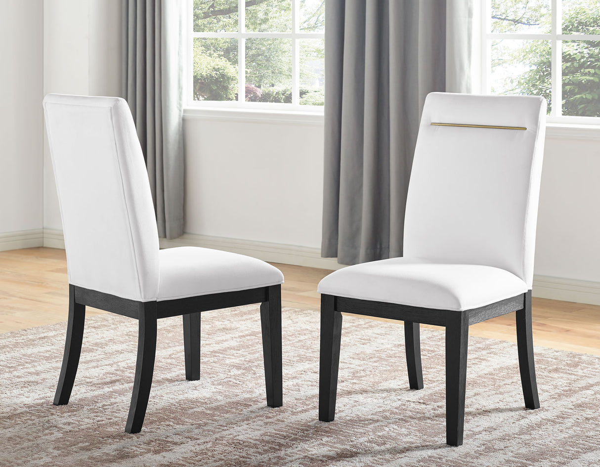 Yves 5 Piece Dining Set(Table & 4 White Performance Side Chairs) from Steve Silver - Luna Furniture