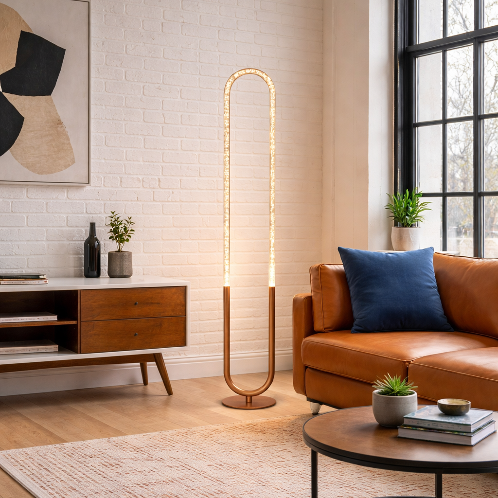 Zeon LED Floor Lamp Coarse Gold and Clear from Ashcroft Furniture - Luna Furniture