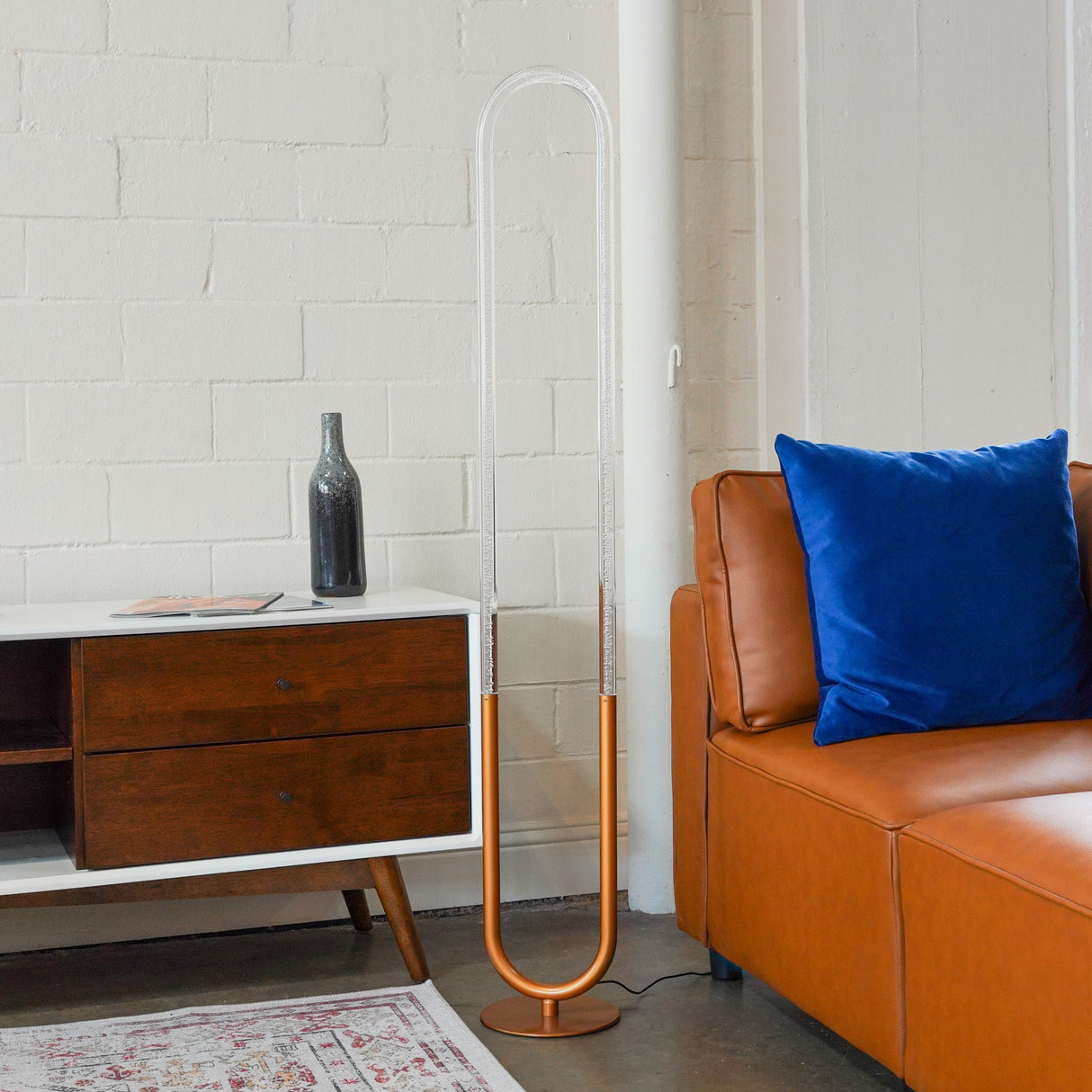Zeon LED Floor Lamp Coarse Gold and Clear from Ashcroft Furniture - Luna Furniture