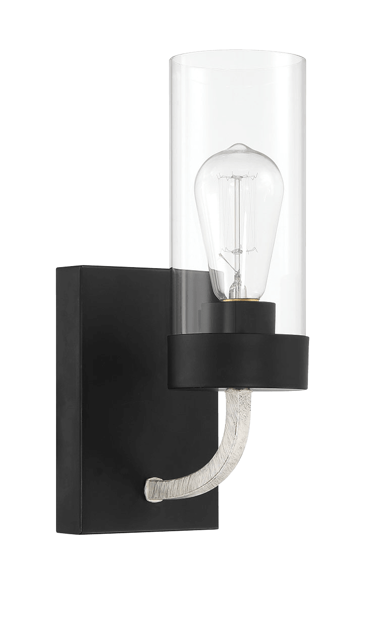 Zephyr Single Light Sconce With Clear Glass Metal Black Finish from Midinmod - Luna Furniture