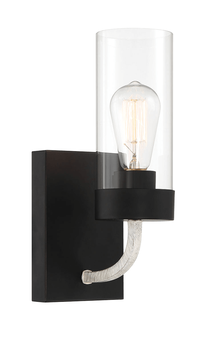 Zephyr Single Light Sconce With Clear Glass Metal Black Finish from Midinmod - Luna Furniture