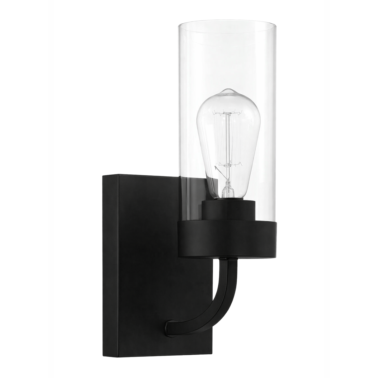 Zephyr Single Light Sconce With Clear Glass Metal Black Finish from Ashcroft Furniture - Luna Furniture